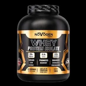 نوفوجين واي بروتين آيزوليت – 26 جم بروتين نقي + BCAA لتعافي وبناء العضلات Novogen Whey Protein Isolate – 26g Clean Protein + BCAA for Strength & Fast Recovery