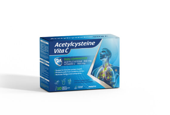 Acetylcysteine Vita C by Avantic – Effervescent Lung Detox & Immune Support Sachets أستيل سيستاين فيتا سي من أفانتك – أكياس فوارة لتنظيف الرئتين وتقوية المناعة