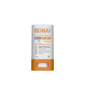 بوباى صن سكرين ستيك SPF50 – واقي شمس عالي الحماية سهل الاستخدام. Bobai Sunscreen Stick SPF50+ – 20g, high-protection sunblock stick, portable and easy to apply.