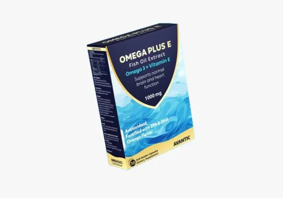 OMEGA PLUS E by Avantic – Omega-3 Fish Oil + Vitamin E Softgels for Brain & Heart Health أوميجا بلس إي من أفانتك – زيت سمك غني بأوميجا 3 مع فيتامين هـ لدعم صحة المخ والقلب