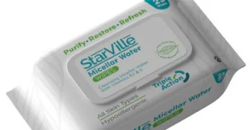 StarVille Micellar Water Wipes – gentle cleansing and hydrating facial wipes. ستارفيل مناديل مبللة ميسيلار – مناديل تنظيف وترطيب فوري للبشرة.