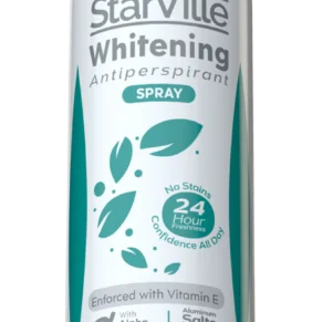 Starville Whitening Antiperspirant Spray Fresh Breeze – 200ml, deodorant spray with brightening effect and long-lasting freshness. ستارفيل سبراي مزيل عرق وتفتيح فريش بريز – 200 مل، مزيل عرق بتفتيح وانتعاش طويل الأمد.