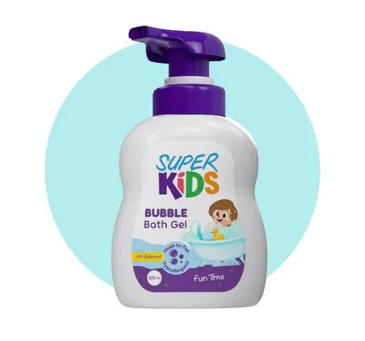 Superkids Bubble Bath 300 ml – gentle tear-free bubble bath for kids سوبركيدز بابل باث 300 مل – جل استحمام لطيف وخالٍ من الدموع للأطفال