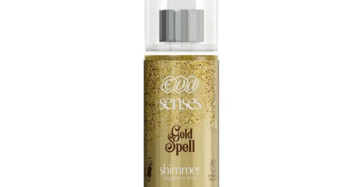 Eva Body Splash Gold Spell 150 ml glitter body mist with golden shimmer and luxury scent-ايفا بادى اسبلاش جليتر جولد سبيل 150 مل برائحة فاخرة وبريق ذهبي جذّاب