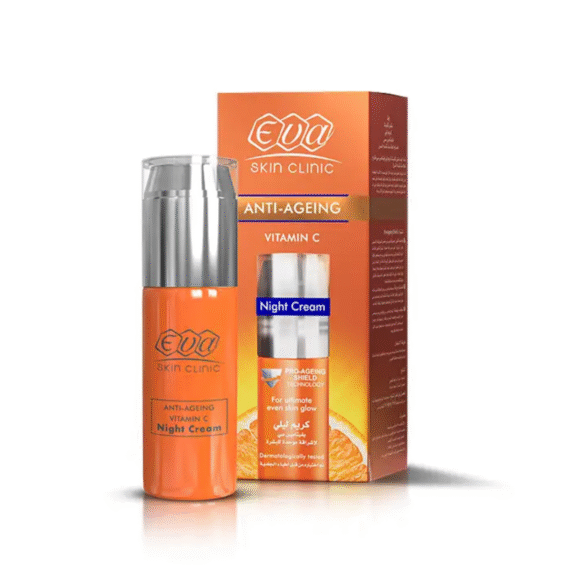 Eva Skin Clinic Vitamin C Night Cream 50 ml even skin tone and radiance cream-ايفا سكين كلينيك كريم ليلي فيتامين سي 50 مل لتوحيد لون البشرة