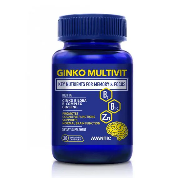 Ginkgo Multivit | Laser Focus, Sharp Memory, and Sustainable Energy Boost | 30 Capsules-جينكو مالتي فيت | تركيز فائق ذاكرة قوية وطاقة ذهنية بلا توقف | 30 كبسولة
