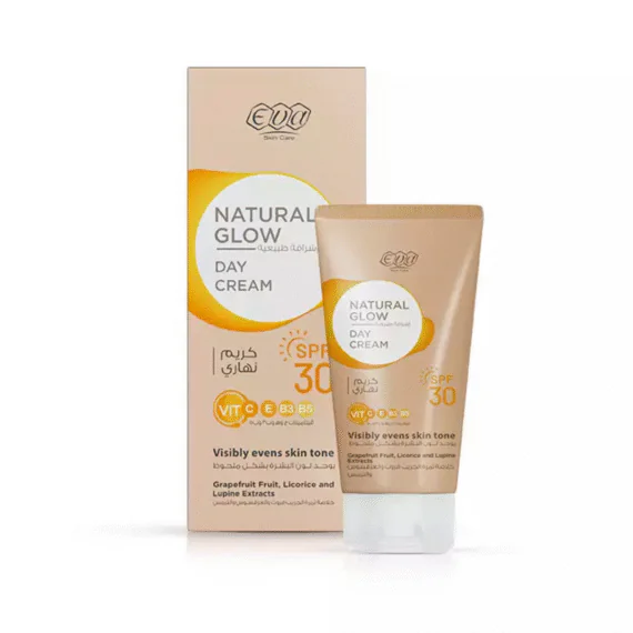 Eva Skin Care Natural Glow Day Cream SPF30 50 g daily protection moisturizer-ايفا سكين كير اشراقة طبيعية كريم نهاري SPF30 50 جرام