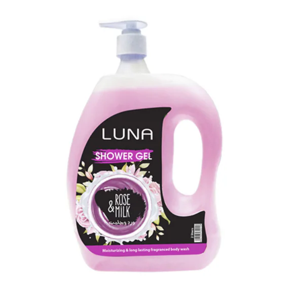 Luna shower gel rose and milk 2 liter-لونا شاور جل بالورد والحليب 2 لتر