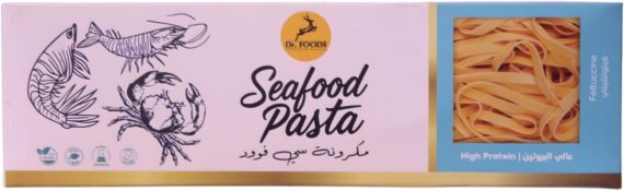 Dr. Foods Seafood PRO+ Fettuccine Pasta 400g | High Protein Mediterranean Seafood Pasta-مكرونة سي فود برو بلس فيتوتشيني 400 جم | مكرونة عالية البروتين على الطريقة المتوسطية