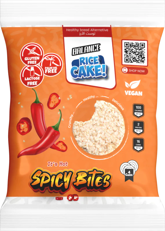 Balance Spicy Rice Toast Bold & Delicious Premium Gluten-Free Snack-بالانس توست الأرز بطعم الشطة سناك حار مميز ولذيذ خالٍ من الجلوتين