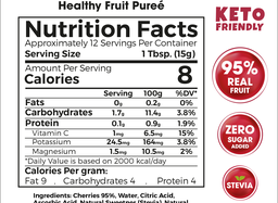 Cherry Healthy Fruit Purée 180g – Premium 95% Real Fruit Zero Sugar Added Keto Friendly-بيوريه الكرز الصحي 180 جم – 95٪ فاكهة حقيقية بدون سكر مضاف كيتو فريندلي