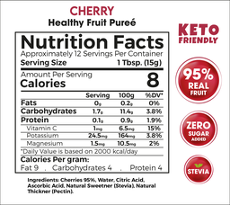 Cherry Healthy Fruit Purée 180g – Premium 95% Real Fruit Zero Sugar Added Keto Friendly-بيوريه الكرز الصحي 180 جم – 95٪ فاكهة حقيقية بدون سكر مضاف كيتو فريندلي