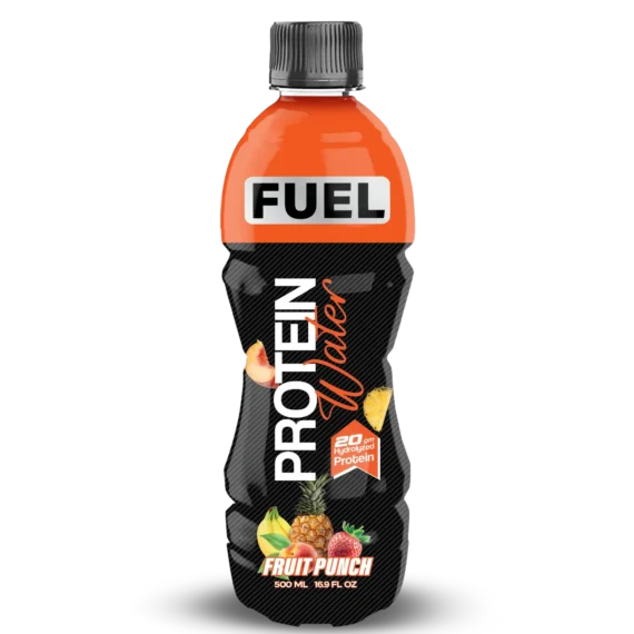 FUEL Protein Water Fruit Punch 500ml 20g Hydrolyzed Protein Low-Calorie Hydration Drink-فويل بروتين ووتر فروت بانش 500 مل 20 جم بروتين محلل لدعم التعافي وترطيب الجسم