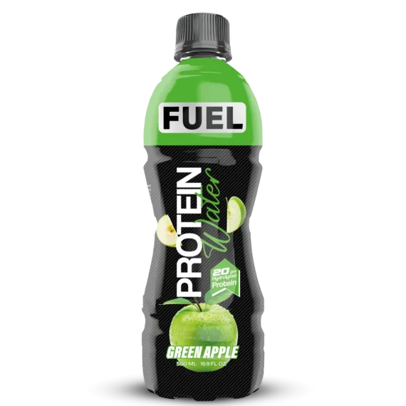 FUEL Protein Water Green Apple 500ml 20g Hydrolyzed Protein Drink for Muscle Recovery & Hydration-فيويل بروتين ووتر تفاح أخضر 500 مل 20 جم بروتين متحلل لدعم التعافي والترطيب
