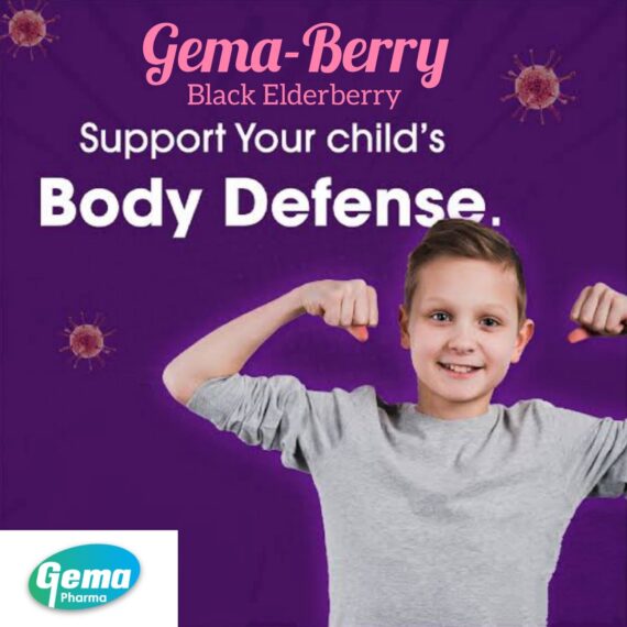 Gemaberry Syrup Immune Support Formula with Vitamin C & Black Elderberry – 60 ml-جيما بيري شراب دعم طبيعي للمناعة بفيتامين ج والبيلسان الأسود – 60 مل