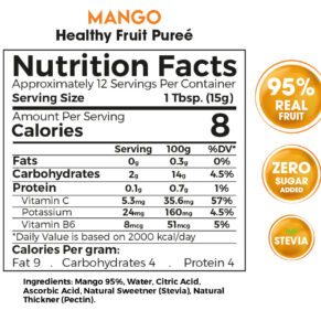 Mango Healthy Fruit Purée 180g – Zero Treat 95% Real Fruit & No Added Sugar-بيوريه المانجو زيرو تريت 180 جم 95% فاكهة طبيعية بدون سكر مضاف