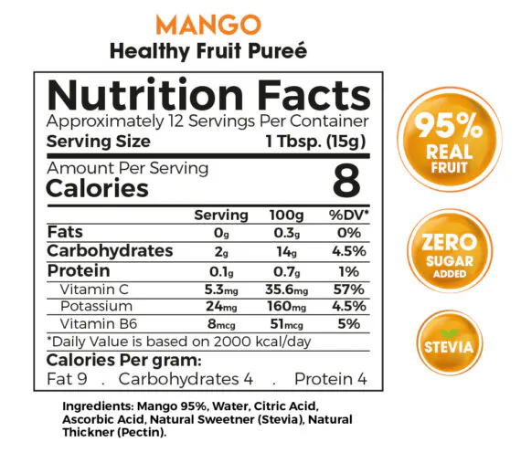 Mango Healthy Fruit Purée 180g – Zero Treat 95% Real Fruit & No Added Sugar-بيوريه المانجو زيرو تريت 180 جم 95% فاكهة طبيعية بدون سكر مضاف