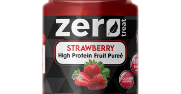 Strawberry High Protein Fruit Purée Zero Treat 180g Zero Sugar Added & Collagen Fortified-بيوريه الفراولة بالبروتين زيرو تريت 180 جم | 20 جم بروتين – بدون سكر مضاف