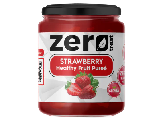 بيوريه الفراولة الصحي زيرو تريت 180 جم – 95٪ فاكهة حقيقية بدون سكر مضاف-Strawberry Healthy Fruit Purée 180g 95% Real Fruit – Zero Sugar Added