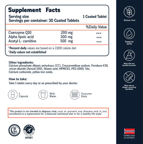 Cardiotrition Booster for Heart Health and Cellular Energy | Advanced Formula with CoQ10, Alpha Lipoic Acid, and Acetyl L Carnitine-كارديوتريشن بوستر لدعم صحة القلب والطاقة | تركيبة متقدمة مع CoQ10 وألفا ليبويك وأسيتيل إل كارنيتين