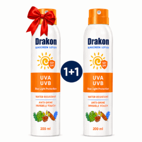Drakon Sunscreen Water Resistant Antioxidant Promopack 1+1 Offer 200ml – Lightweight Daily Protection Now 349 EGP
