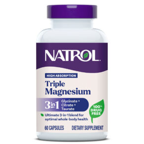 Natrol Triple Magnesium – Glycinate, Citrate & Taurate, 60 Capsules