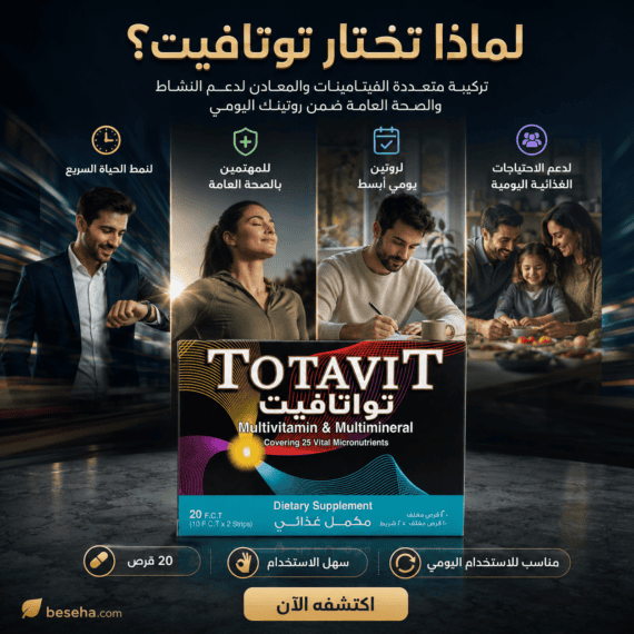 توتافيت Totavit 20 قرص مالتي فيتامين | السعر + المكونات + الفوائد