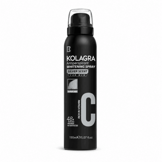 Kolagra Whitening Deodorant Spray Silver Scent 150ml – Long-Lasting Freshness and Underarm Brightening Care