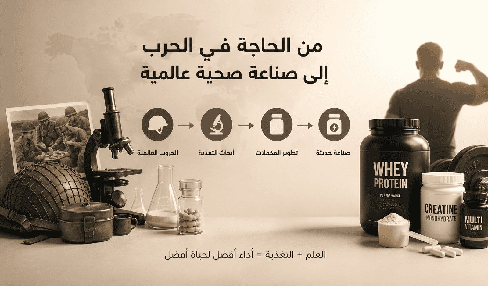 تاريخ المكملات الغذائية: كيف ساهمت الحروب العالمية في تطور صناعة المكملات الحديثة؟