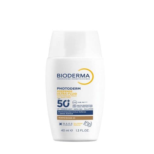 بيوديرما فوتوديرم إكس ديفينس ألترا فلويد SPF50+ ملون درجة 04 - 40 مل | حماية متقدمة من الشمس والعوامل البيئية مع تغطية طبيعية
