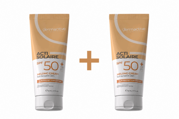 ديرما أكتيف أكتي سولير SPF 50+ ميلتنج كريم 50 مل (1+1) عرض – حماية عالية وترطيب يومي للبشرة