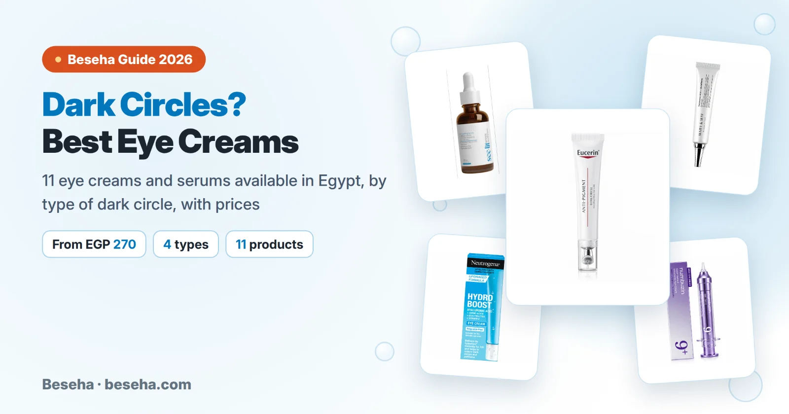 Best eye creams for dark circles in Egypt: Eucerin, Mary&May, See-Lit, Neutrogena and numbuzin