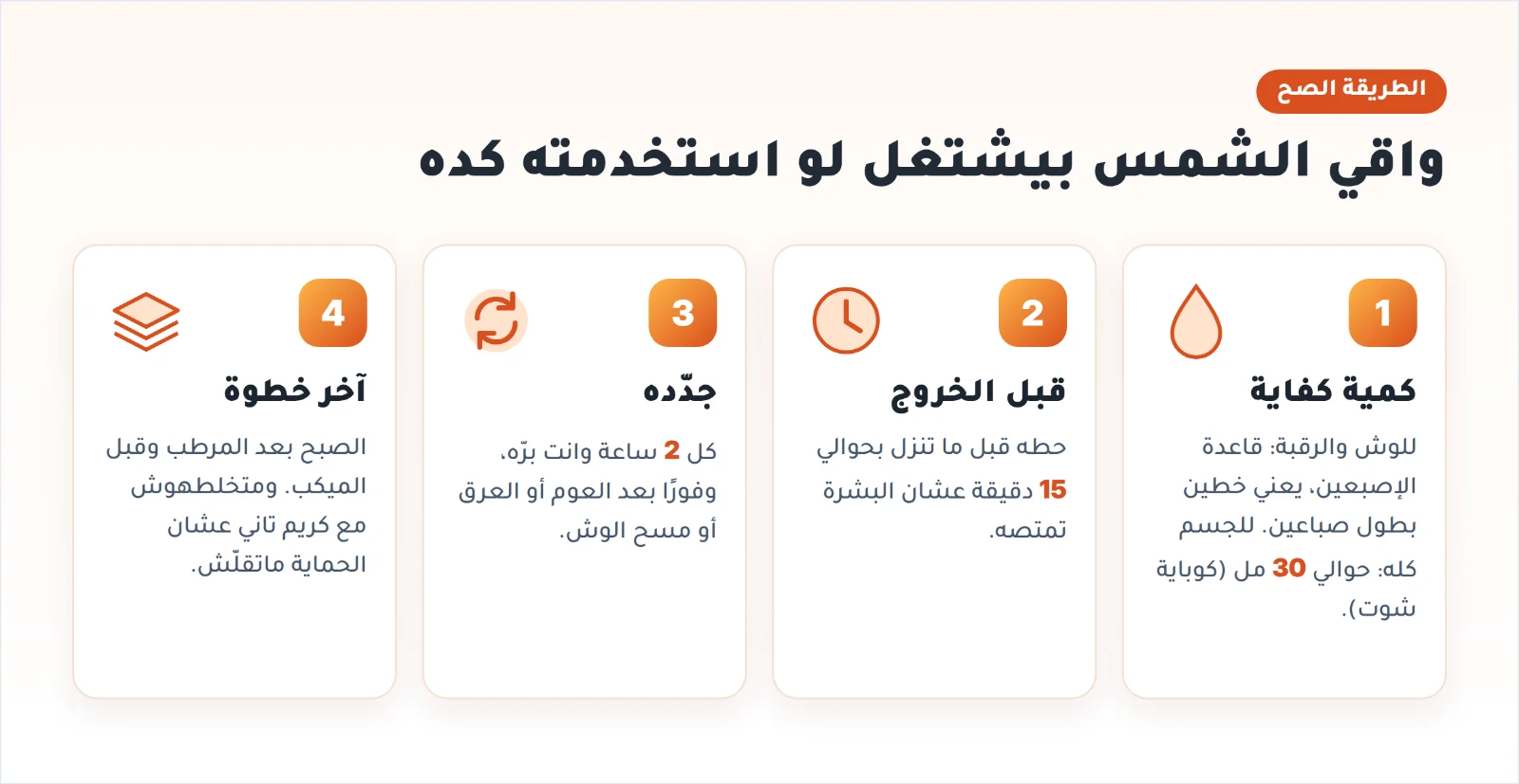 طريقة استخدام واقي الشمس الصحيحة