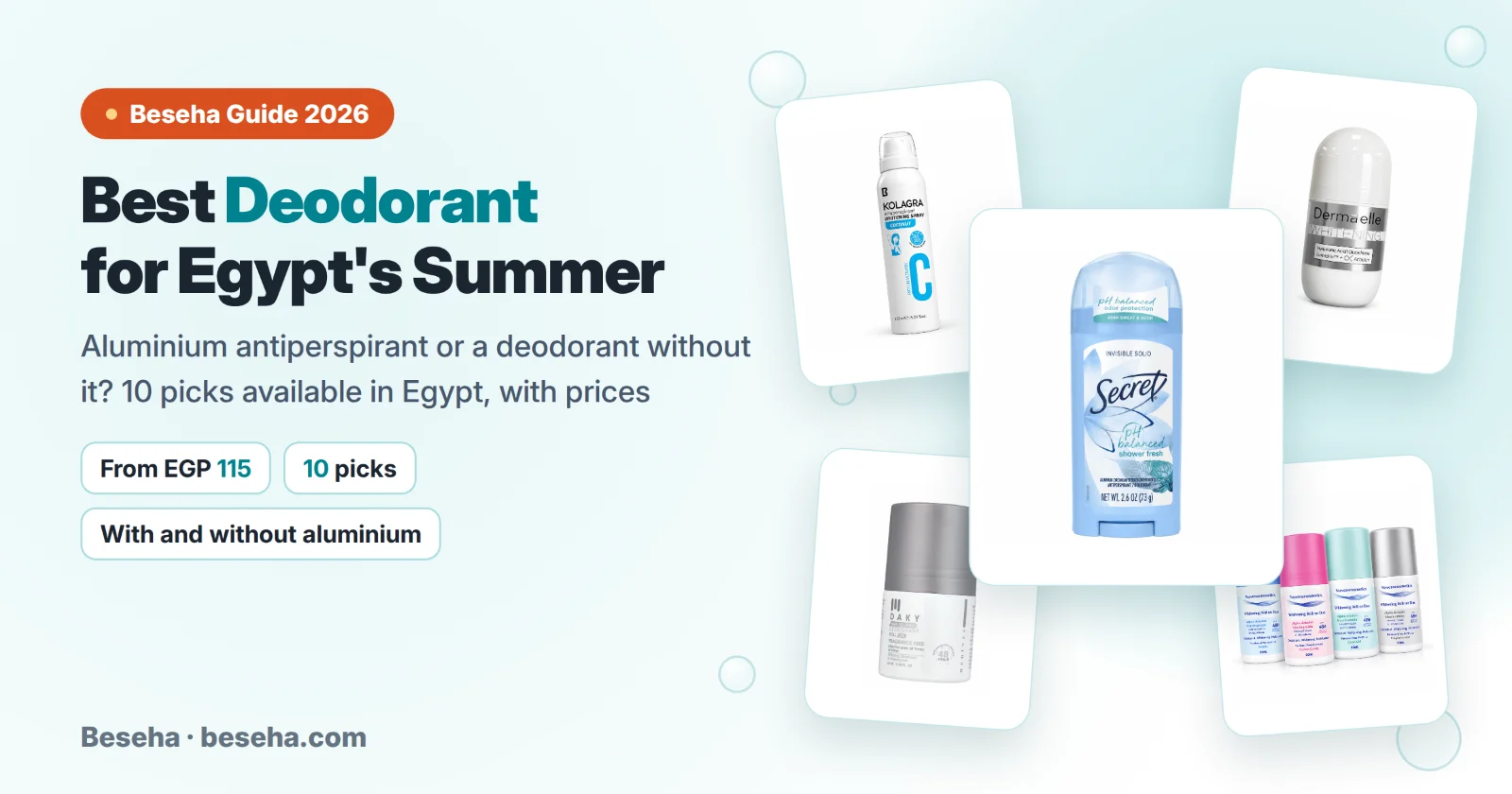 Best deodorant for Egypt's summer: Secret, Kolagra, Dermaelle, Daky and Nuvera