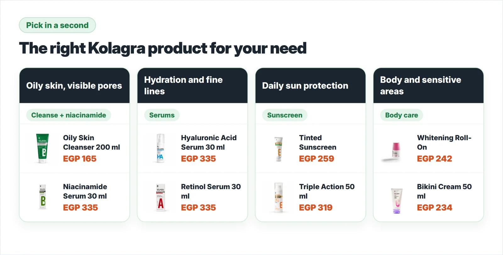Pick a Kolagra product by your need