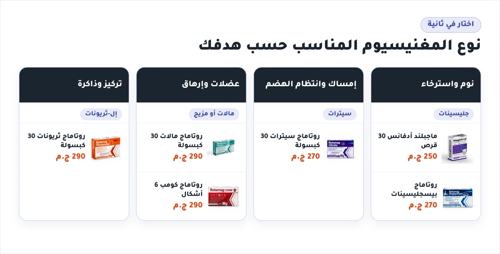 اختار نوع المغنيسيوم حسب هدفك