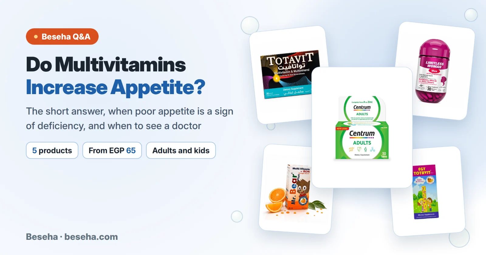Do multivitamins increase appetite? 5 multivitamins for adults and kids in Egypt