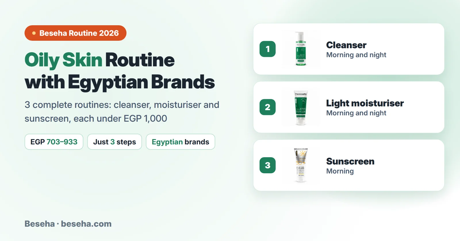 Oily skin routine with Egyptian products under EGP 1,000 - Beseha