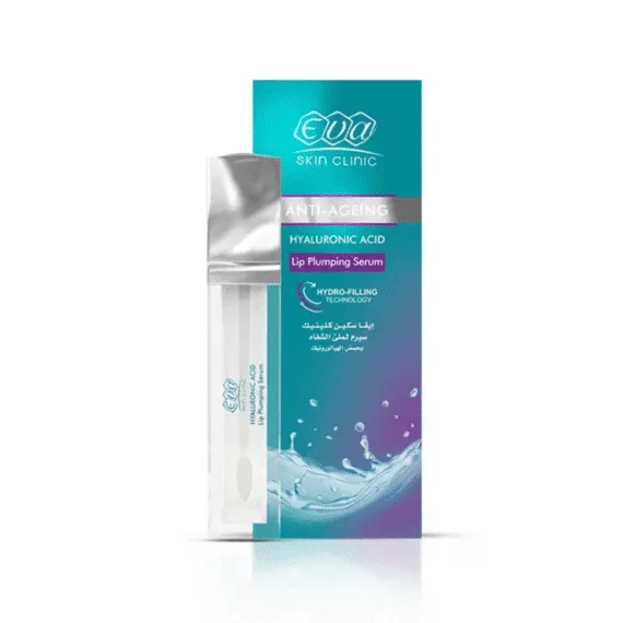 Eva Skin Clinic Lip Serum Hyaluronic 10 ml hydrating lip serum-ايفا سكين كلينيك سيرم شفاه هيالورونيك 10 مل لترطيب ونعومة الشفاه