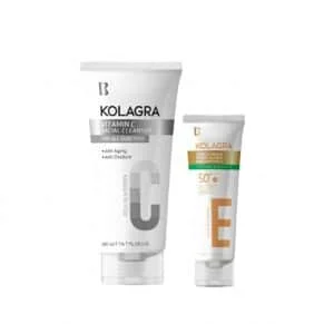 Kolagra Sunscreen Gel Cream 50ml + Vitamin C Cleanser 200ml Bundle