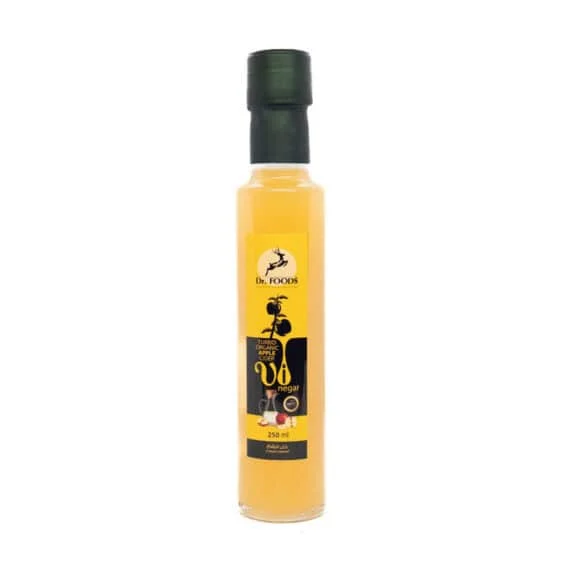 خل التفاح العضوي الخام غير المصفى مع الأم | خل عكِر 100% طبيعي من Dr. Foods Organic Apple Cider Vinegar – 100% Raw, Unfiltered & With the Mother