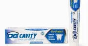 DG Cavity Defense Toothpaste 75g with tube and box on a white background.