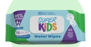 Superkids Water Wipes 72 Wipes – gentle baby wipes with 95% pure water سوبر كيدز مناديل مبللة 72 منديل – مناديل لطيفة بتركيبة ماء نقية للأطفال
