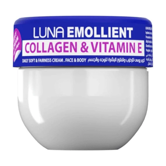Luna emollient cream 20g with collagen and vitamin E for skin moisture-لونا ايمولينت كريم ملطف ومرطب للجلد 20 جرام مع كولاجين وفيتامين E