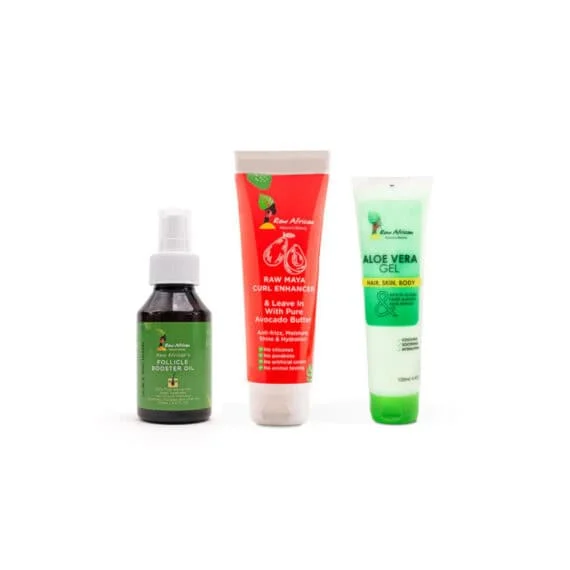 Raw African Beauty Set Leave-In Follicle Booster Aloe Vera Gel-رو افريكان بيوتي سيت ليف إن فوليكل بوستر جل صبار