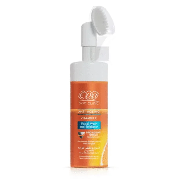 Eva Skin Clinic Vitamin C Cleanser 150 ml exfoliating face wash-ايفا سكين كلينيك غسول فيتامين سي 150 مل لتنظيف وتقشير البشرة