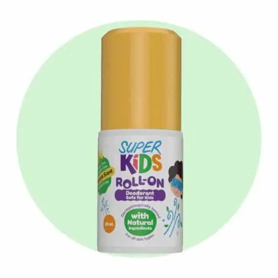 Superkids Roll On Pineapple Scent – natural deodorant for kids 30 ml سوبركيدز رول أون برائحة الأناناس – مزيل عرق طبيعي وآمن للأطفال 30 مل