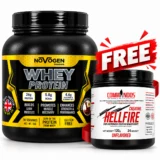 نوفوجين 100% واي بروتين 1 كجم + كوماندوز كرياتين هيل فاير-Novogen 100% Whey Protein 1kg + Commandoz Creatine Hell Fire