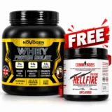 نوفوجين 100% واي بروتين 1 كجم + كوماندوز كرياتين هيل فاير-Novogen 100% Whey Protein 1kg + Commandoz Creatine Hell Fire
