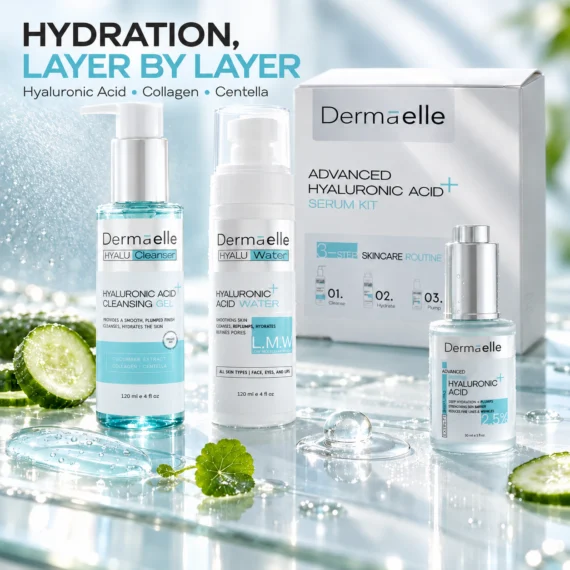 ديرما إل مجموعة سيروم حمض الهيالورونيك المتقدمة - Dermaelle Advanc Hyaluron Acid Serum Kit